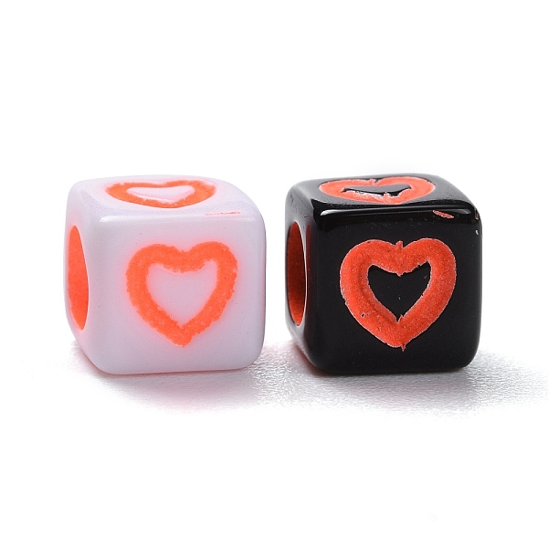 

PandaHall 2400Pcs 12 Colors Opaque Acrylic European Beads, Large Hole Beads, Black & White Cube with Heart, Mixed Color, 7x7x7mm, Hole..., Multicolor