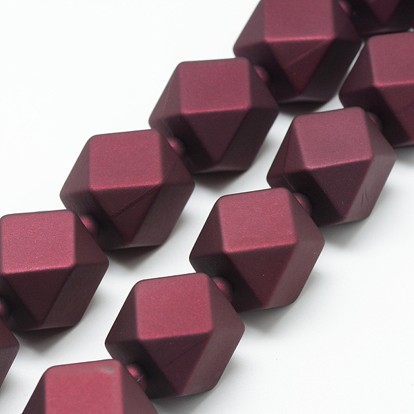 

PandaHall Rubberized Style Acrylic Beads Strands, Polygon, Dark Red, 19.5x18x18mm, Hole: 3mm Acrylic Polygon