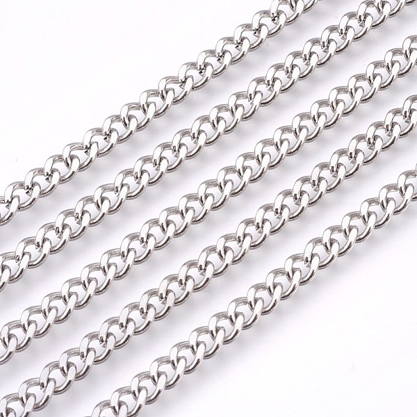 

PandaHall 201 Stainless Steel Curb Chains, Unwelded, Faceted, Stainless Steel Color, 4.5mm 201 Stainless Steel