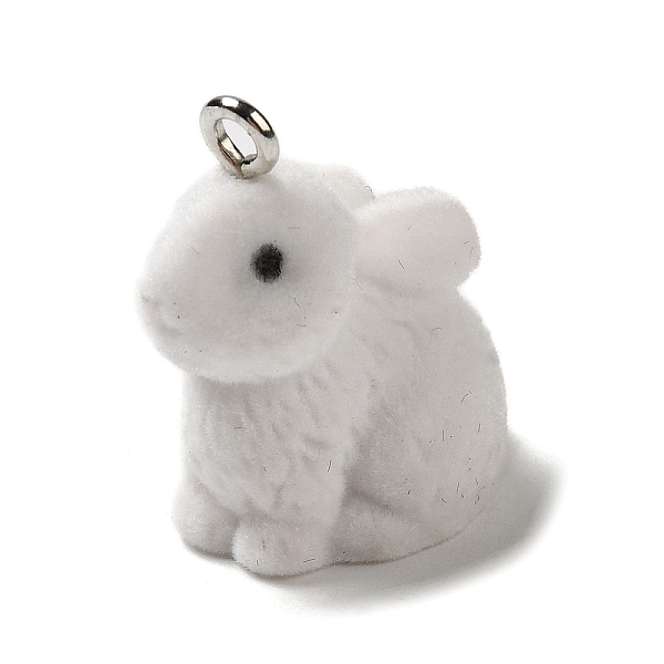 

PandaHall Opaque Resin Pendants, Flocky Rabbit Charms with Platinum Plated Iron Loops, White, 22x12x19.5mm, Hole: 2mm Iron+Resin Rabbit...