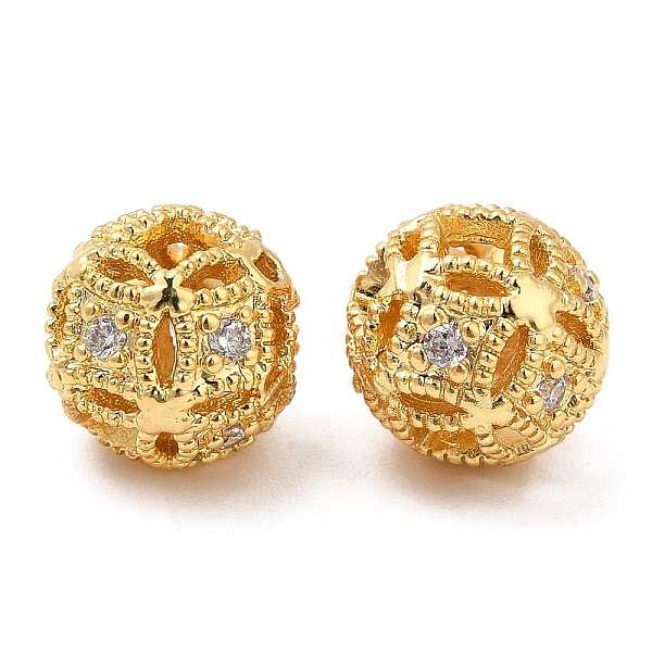 

PandaHall Brass Micro Pave Clear Cubic Zirconia Beads, Round, Real 18K Gold Plated, 8mm, Hole: 1mm Brass+Cubic Zirconia Round Clear