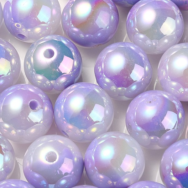 

PandaHall UV Plating Rainbow Iridescent Opaque Acrylic Beads, Two Tone, Round, Medium Purple, 17.5mm, Hole: 2.7mm Acrylic Round