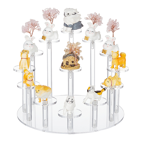 

PandaHall 13-Tier Flat Round Acrylic Minifigures Organizer Display Risers, Assembled Action Figures/Doll Holder, Clear, Finish Product...