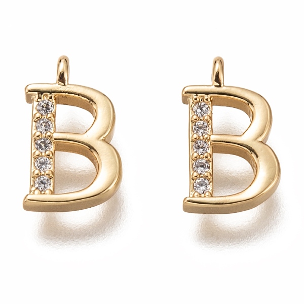 

PandaHall Brass Micro Pave Clear Cubic Zirconia Charms, Cadmium Free & Lead Free, Long-Lasting Plated, Alphabet, Letter.B, 11x7x3mm, Hole...