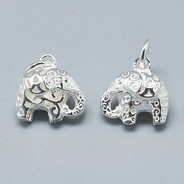 

PandaHall 925 Sterling Silver Charms, with Jump Ring, Elephant, Silver, 11x11x7mm, Hole: 4mm Sterling Silver Elephant Silver