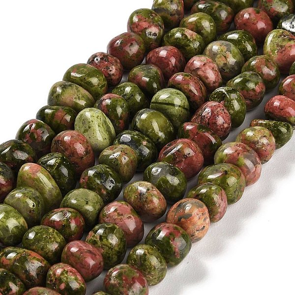 

PandaHall Natural Unakite Beads Strands, Nuggets, Tumbled Stone, 4~9x8~11.5x7~10mm, Hole: 1mm, about 54~58pcs/strand, 15.12~15.35 inch...