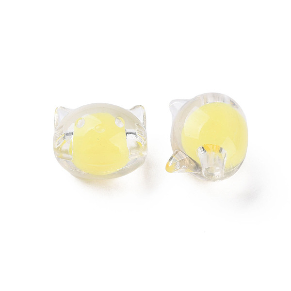 

PandaHall Transparent Acrylic Beads, Bead in Bead, Cat, Yellow, 16x18.5x14.5mm, Hole: 3.5mm, about 196pcs/500g Acrylic Cat Shape Yellow