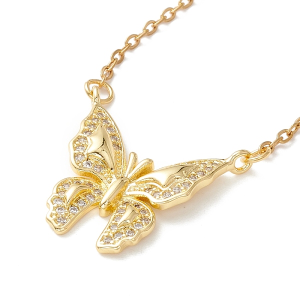 

PandaHall Clear Cubic Zirconia Butterfly Pendant Necklace, 304 Stainless Steel Jewelry for Women, Golden, 17.72 inch(45cm) Cubic Zirconia