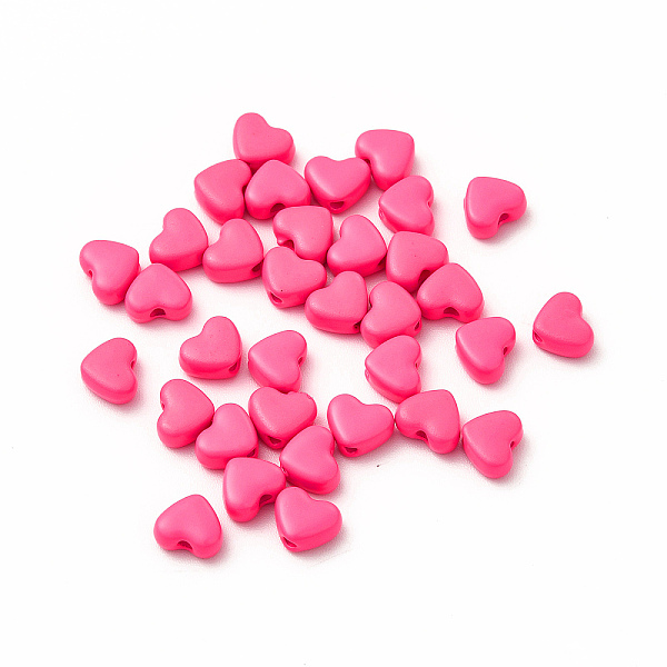 

PandaHall Heart Spray Painted Alloy Beads, Cadmium Free & Nickel Free & Lead Free, Deep Pink, 5x6x3mm, Hole: 1.2mm Alloy Heart