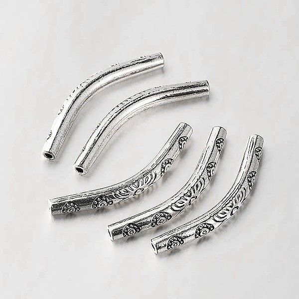 

PandaHall Tibetan Style Alloy Curved Tube Beads, Curved Tube Noodle Beads, Antique Silver, 35x4x4mm, Hole: 1mm Alloy Tube