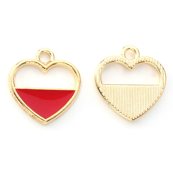 

PandaHall Alloy Enamel Pendants, Heart, Light Gold, Red, 16x15x2mm, Hole: 1.8mm Alloy+Enamel Heart Red