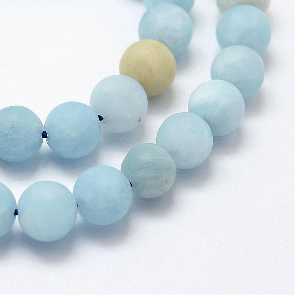 

PandaHall Natural Aquamarine Beads Strands, Frosted, Round, 6mm, Hole: 1mm, about 64pcs/strand, 15.55 inch(39.5cm) Aquamarine Round Green