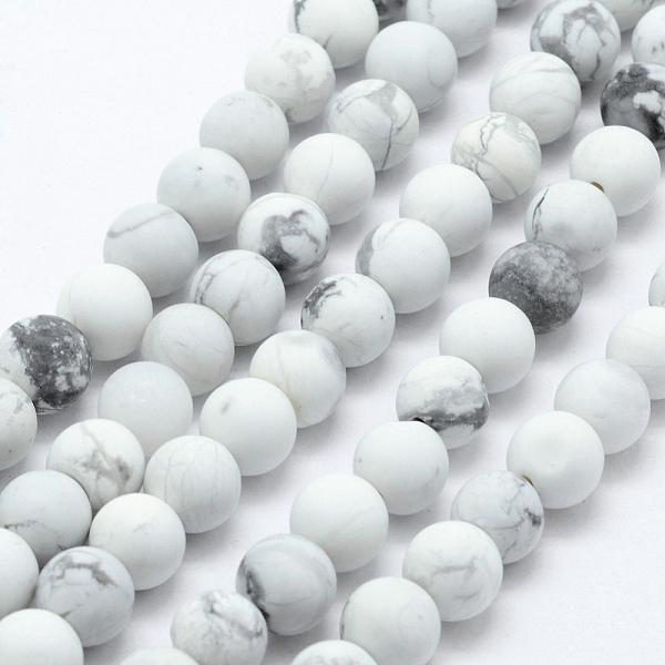 

PandaHall Natural Howlite Beads Strands, Frosted, Round, 6mm, Hole: 1mm, about 62pcs/strand, 15.3 inch(39cm) Howlite Round White