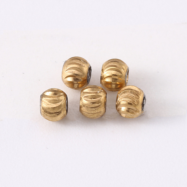 

PandaHall 201 Stainless Steel Corrugated Beads, Round, Golden & Stainless Steel Color, 3x2.5mm, Hole: 1.2mm 201 Stainless Steel Round