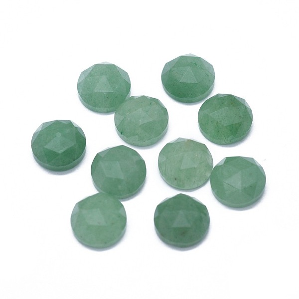 

PandaHall Natural Gemstone Cabochons, Faceted, Flat Round, 7.5x3.5~4mm Green Aventurine Flat Round