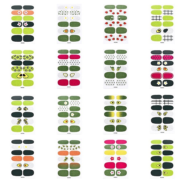

PandaHall Full Cover Nail Art Stickers, Glitter Powder Decals, Self Adhesive, for Nail Tips Decorations, Mixed Color, 25.5x10~16.5mm..., Multicolor