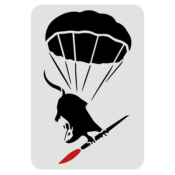 PandaHall FINGERINSPIRE Banksy Paracute Rat Stencil 29.7x21cm Paracute Mouse Stencil Plastic Banksy Painting Stencil Reusable Banksy Mouse...