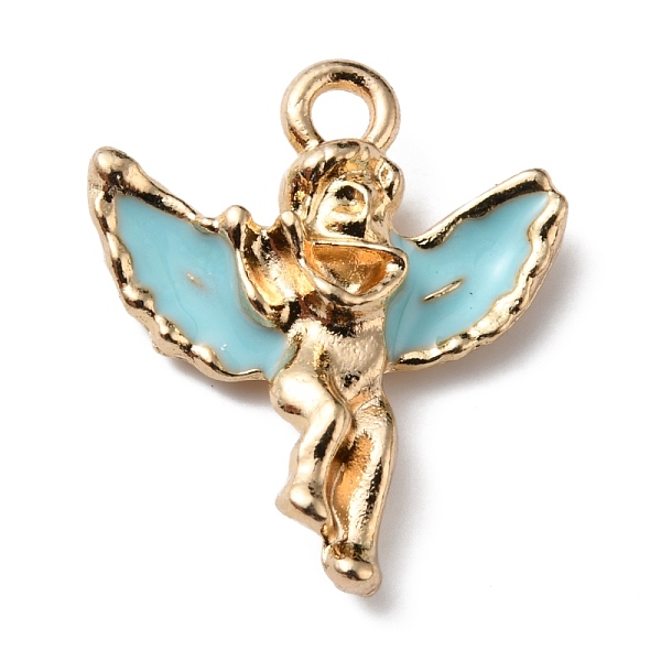 

PandaHall Alloy Enamel Pendants, Angel, Light Sky Blue, 18.5x16x4mm, Hole: 1.8mm Alloy+Enamel Angel & Fairy