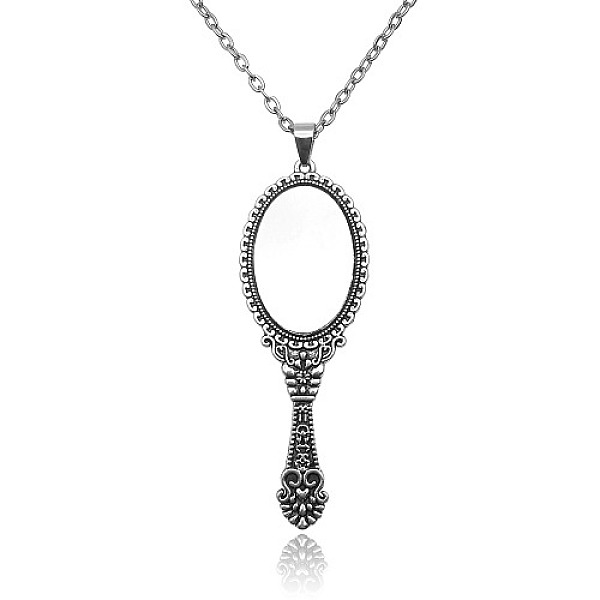 

PandaHall Alloy Pendant Necklaces, Mirror, Antique Silver, 23.62 inch(60cm) Alloy Others