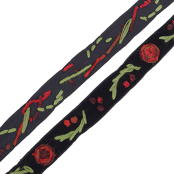 

PandaHall Polyester Ribbons, Flower, Black, 5/8 inch(15.5mm) Velvet Black