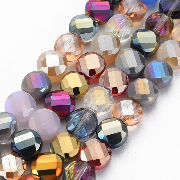 

PandaHall Electroplate Glass Beads Strands, AB Color Plated, Faceted, Flat Round, Colorful, 8.5x5mm, Hole: 1.2mm, about 70pcs/strand, 20.47...