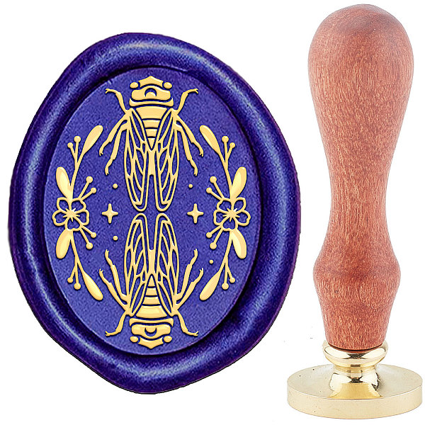 

PandaHall CRASPIRE Cicada Wax Seal Stamps Ellipse Removable Brass Sealing Stamp Heads Replacement 30mm with Vintage Wooden Handle for...