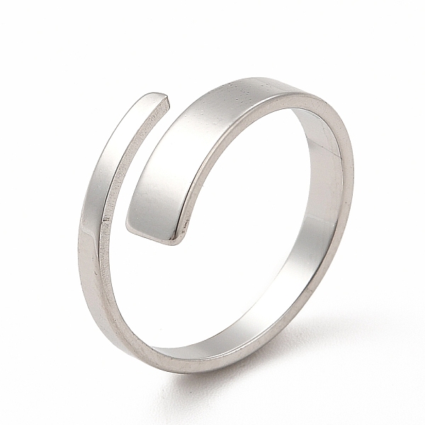 

PandaHall 304 Stainless Steel Rectangle Open Cuff Ring for Women, Stainless Steel Color, US Size 6 1/4(16.7mm) 304 Stainless Steel