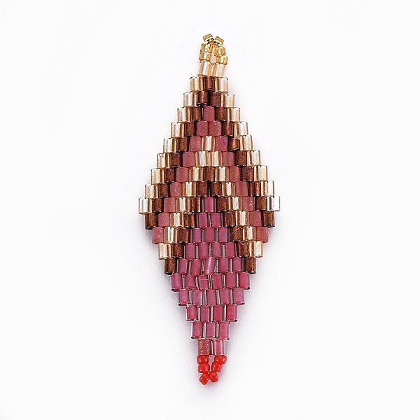 

PandaHall MIYUKI & TOHO Handmade Japanese Seed Beads Links, Loom Pattern, Rhombus, Old Rose, 43~45x17.6~18.1x1.7~2mm, Hole: 1.2~1.5mm Glass..., Purple