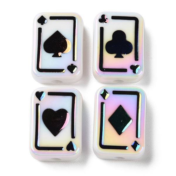

PandaHall UV Plating Rainbow Iridescent Acrylic Enamel Beads, Poker, WhiteSmoke, 25.5x18.5x8.5mm, Hole: 4mm Acrylic Others White