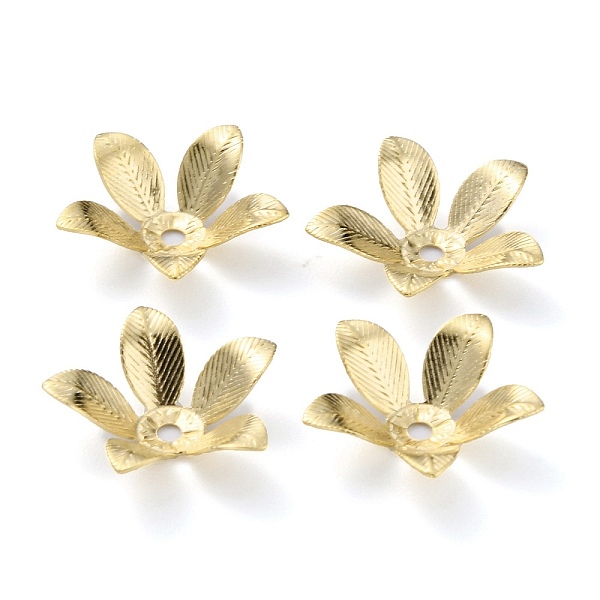 

PandaHall Brass Bead Cap, Long-Lasting Plated, 5-Petal Flower, Real 24K Gold Plated, 14x3mm, Hole: 1.5mm Brass