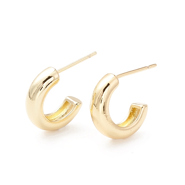 

PandaHall Chunky C-shape Stud Earrings, Half Hoop Earrings, Brass Open Hoop Earrings for Women, Real 18K Gold Plated, 15x19x4mm, Pin: 0.7mm...