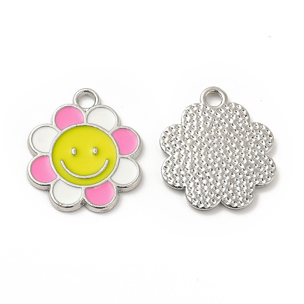 

PandaHall Alloy Enamel Pendants, Flower Charms, Platinum, Deep Pink, 18.5x16x1mm, Hole: 2mm Alloy+Enamel Flower