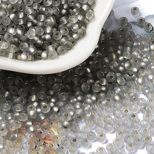 

PandaHall 8/0 Glass Seed Beads, Frosted, Silver Lined, Round, Black, 3x2mm, Hole: 1mm Glass Black