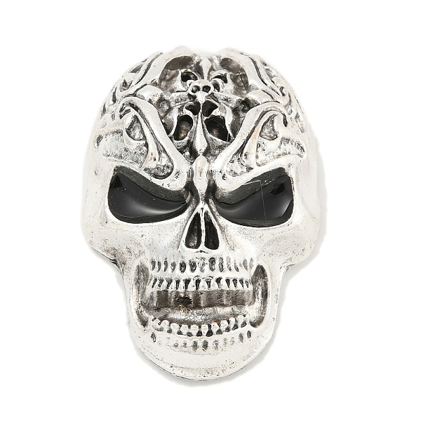 

PandaHall Alloy Enamel Cabochons, Halloween Theme Skull, Antique Silver, 46x31.50x17mm Alloy+Enamel Skull