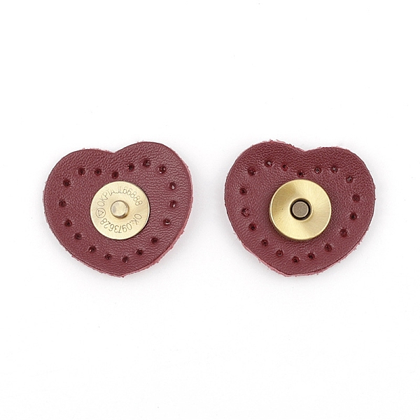 

PandaHall Leather Sew on Buckles, with Magnetic Clasp, Bag Accessories, Dark Red, 3x3.5x0.2cm Leather Heart