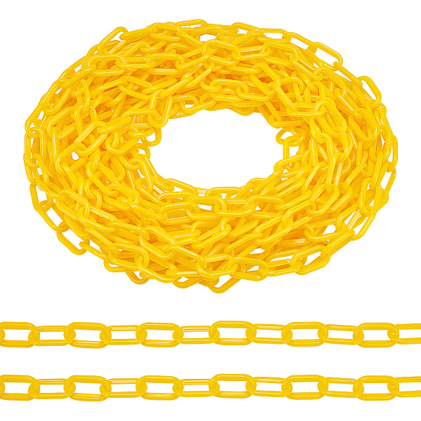 

PandaHall AHANDMAKER 32.8 Ft Plastic Safety Chain, 1.38 Inch Yellow Barrier Links, Barrier Chain, Security Chain Link, Link Fence Safety..., Gold
