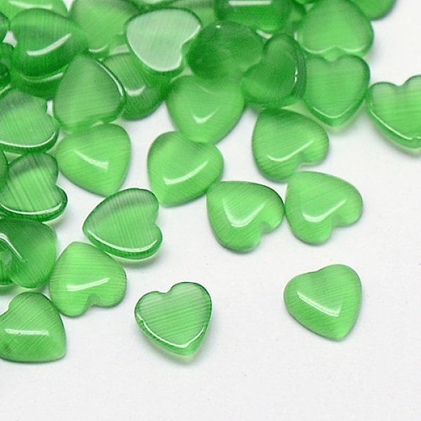 

PandaHall Cat Eye Cabochons, Heart, Medium Sea Green, 10x10x2.5mm Glass Heart Green