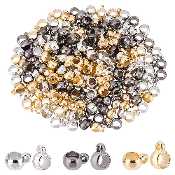 

PandaHall DICOSMETIC 300Pcs 3 Colors Bail Tube Bead Rondelle Loop Bail Bead Smooth Spacer Bead Charm European Loose Bead CCB Plastic Column...
