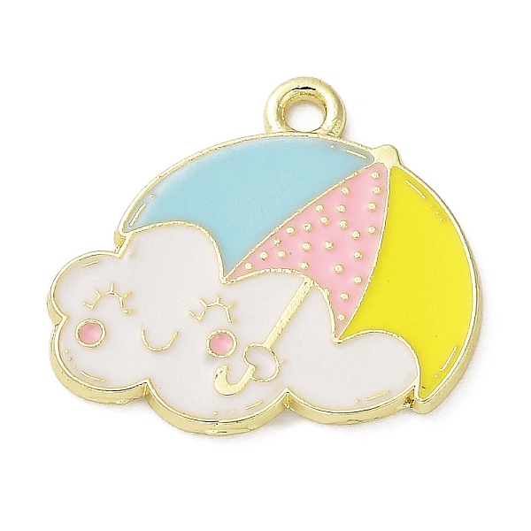 

PandaHall Alloy Enamel Pendants, Golden, Umbrella with Cloud, 21.5x24x1.5mm, Hole: 2mm Alloy+Enamel Umbrella