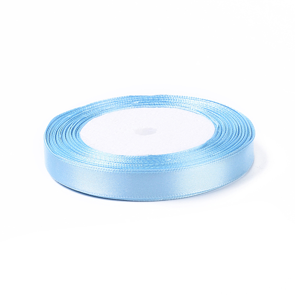 

PandaHall Single Face Satin Ribbon, Polyester Ribbon, Light Blue, 1/2 inch(12mm), about 25yards/roll(22.86m/roll), 250yards/group...