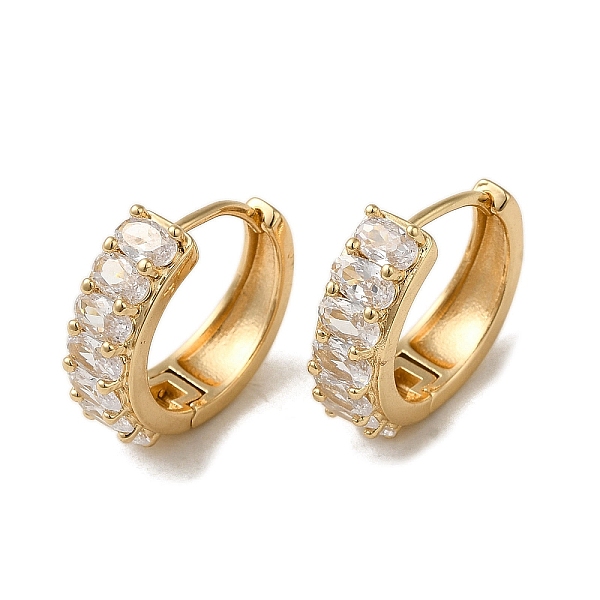 

PandaHall Brass Hoop Earrings, with Glass, Light Gold, 18.5x6mm Brass Clear
