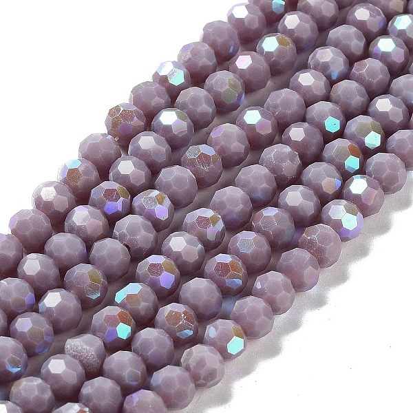 

PandaHall Opaque Glass Beads Strands, Faceted, Round, Old Rose, 6x5.5mm, Hole: 0.9mm, about 94~97pcs/strand, 21.06~21.18''(53.5~53.8cm)...