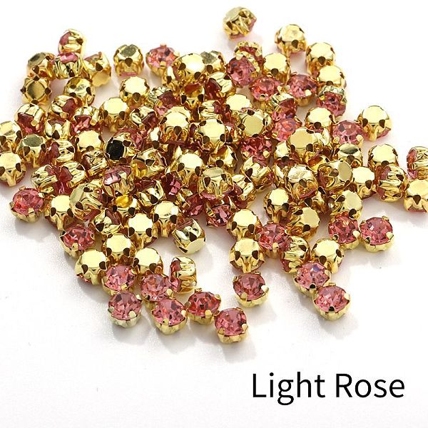 

PandaHall Flat Round Sew on Rhinestone, Glass Crystal Rhinestone, Multi-Strand Links, with Brass Prong Setting, Light Rose, 4mm, about..., Pink