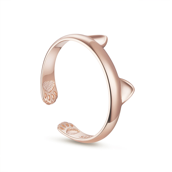 

PandaHall TINYSAND Cute and Delicate Cat Ears 925 Sterling Silver Cuff Rings, Open Rings, Rose Gold, 17.2x6.13mm Sterling Silver