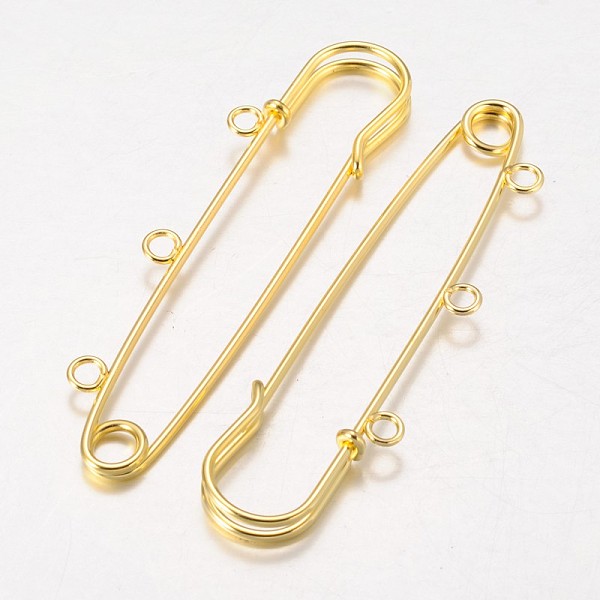 

PandaHall Iron Kilt Pins Brooch Findings, Golden, 75mm, Hole: 3mm Iron