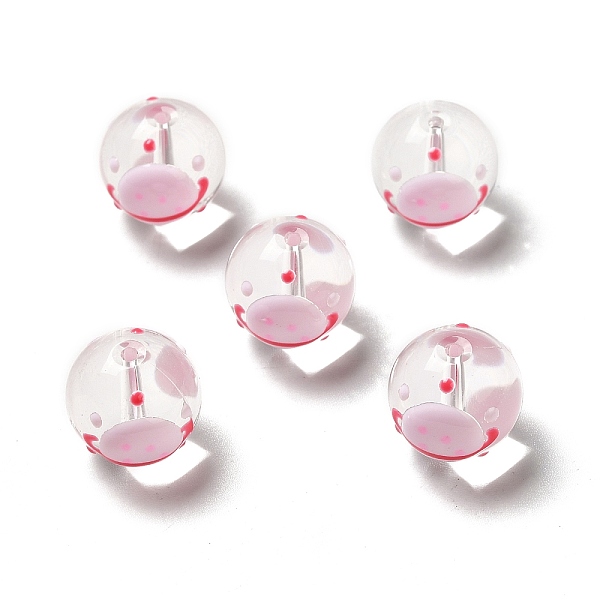 

PandaHall Handmade Lampwork Beads, Round, Misty Rose, 13.5~14x14.5~15mm, Hole: 1.5~1.8mm Lampwork Round