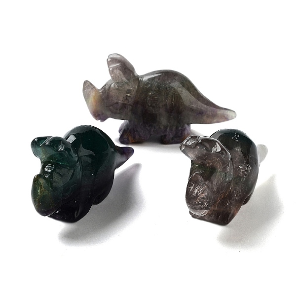 

PandaHall Natural Fluorite Carved Healing Rhinoceros Figurines, Reiki Energy Stone Display Decorations, 70.5x21.5x38mm Fluorite Rhinoceros