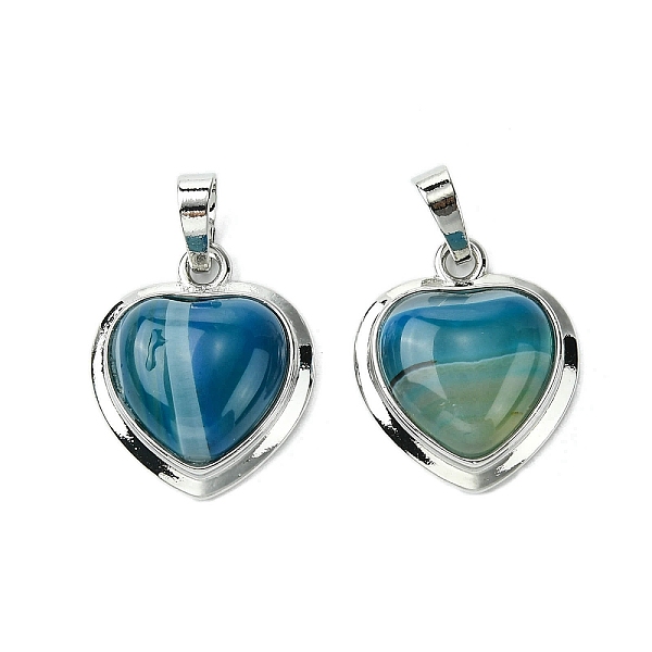 

PandaHall Dyed Natural Blue Banded Agate Pendants, Heart Charms with Rack Plating Platinum Plated Brass Findings, Cadmium Free & Lead Free...