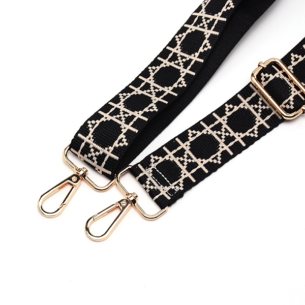

PandaHall Adjustable Polyester Geometric Pattern Bag Straps, with Alloy Swivel Clasps, Bag Replacement Accessories, Light Gold, Black...