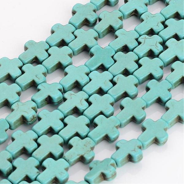 

PandaHall Synthetic Turquoise Beads Strands, Dyed, Cross, Turquoise, 10x8x3mm, Hole: 1mm, about 38pcs/strand, 15 inch Synthetic Turquoise..., Green